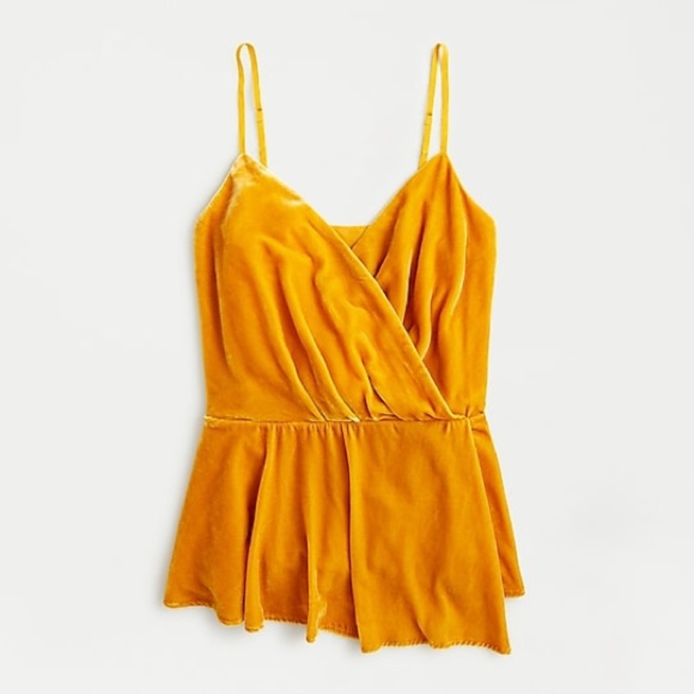 J Crew Draped Velvet Camisole in Bronzed Ochre